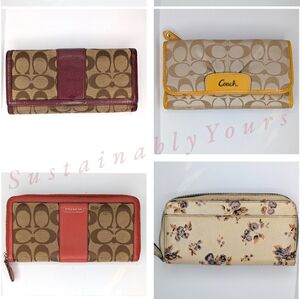 Coach Wallet Lot of 4 Signature Canvas Leather Zip Folding Floral Wallet Bundle
